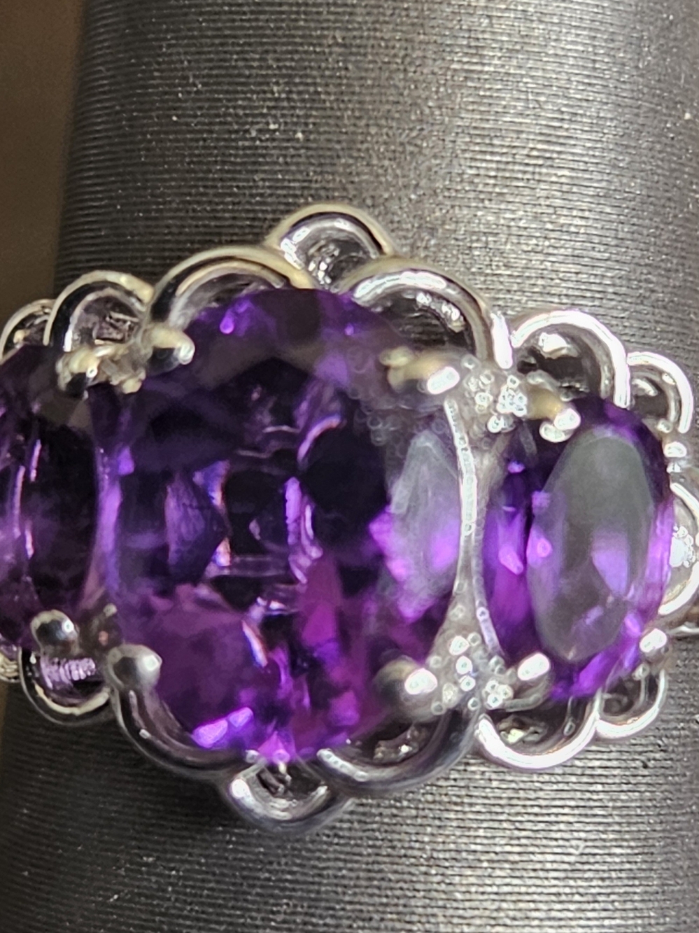 African Amethyst Ring in Platinum Over Sterling Silver